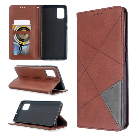 Huawei P40, bočné otváracie puzdro, stojan, geometrický vzor, Wooze DesignBook, hnedá