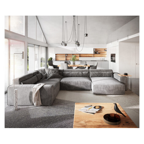 DELIFE Pohovka v tvare U Sirpio XL 360x260 cm mikrovlákno taupe ležadlo variabilné