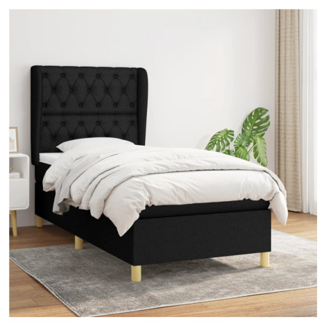 vidaXL Posteľný rám boxspring s matracom čierny 80x200 cm látka