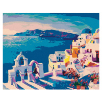 Diamantové maľovanie - SANTORINI SO ZVONMI Rámovanie: vypnuté plátno na rám, Rozmer: 40x50 cm