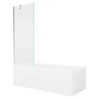 MEXEN/S - Cubik obdĺžniková vaňa 160 x 70 cm s panelom + vaňová zástena 70 cm, transparent, chró