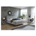 Svetlosivá čalúnená dvojlôžková posteľ s úložným priestorom s roštom 160x200 cm Riva – Meise Möb