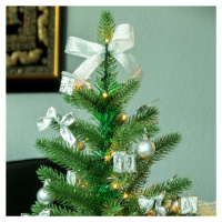 LED vianočný stromček s dekoráciou v striebornej farbe
