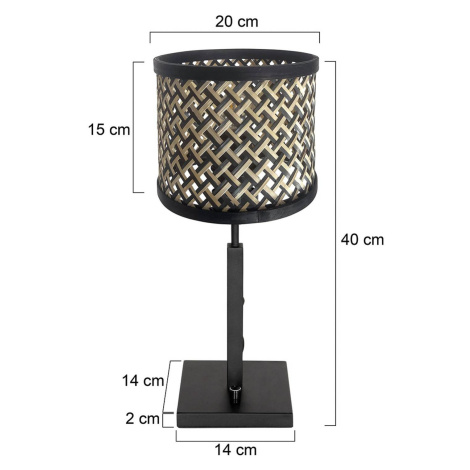 Stolná lampa Stang 3707ZW, čierna/prírodná Steinhauer BV