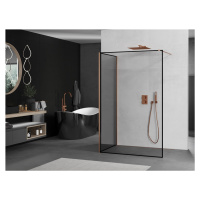 Mexen Kioto, 2-stenová sprchová zástena Walk-In 130 x 80 cm, 8mm číre sklo čierny vzor, medený m