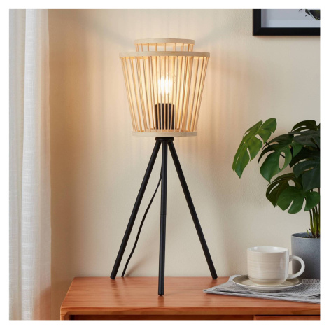 Stolná lampa Hykeham, výška 57 cm, prírodná/čierna farba, bambus