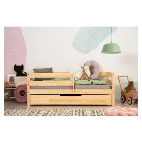 Detská posteľ z borovicového dreva s úložným priestorom v prírodnej farbe 90x160 cm Mila CPD – A Adeko