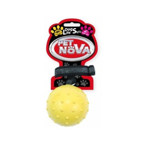 Pet Nova RUB ROPEBALL M YELLOW hračka pre psy tvrdá gumená loptička žltá 6cm