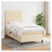 vidaXL Posteľný rám boxspring s matracom krémový 90x190 cm látka