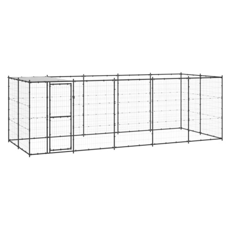 vidaXL Vonkajšia voliéra pre psy so strechou oceľová 12,1 m²