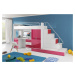 Expedo Detská poschodová posteľ DARCY V P1 COLOR, 80x200 cm, univerzálna orientácia, biela/ružov