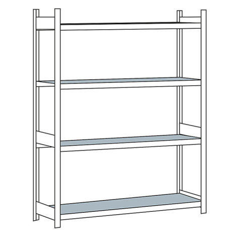 Regál s veľkým rozpätím, s oceľovou policou, výška 2500 mm SCHULTE