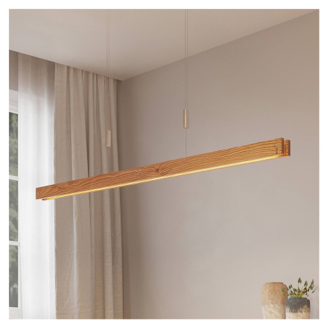 Lindby Alimara LED závesné svietidlo z dreva, drevo, dĺžka 138 cm