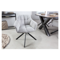 Estila Dizajnová otočná jedálenská stolička Mariposa s čiernymi kovovými nohami a sivým čalúnení