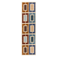 Ručně všívaný běhoun Illusion Retro Blocks Blue/Multi - 60x230 cm Flair Rugs koberce