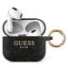 Silikónové puzdro Guess na Apple Airpods 3 GUA3SGGEK Glitter Printed Logo čierne