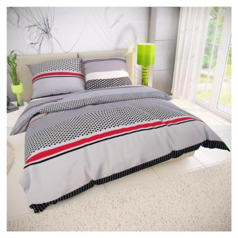 Kvalitex Klasické posteľné bavlnené obliečky GRID šedé 140x200, 70x90 cm