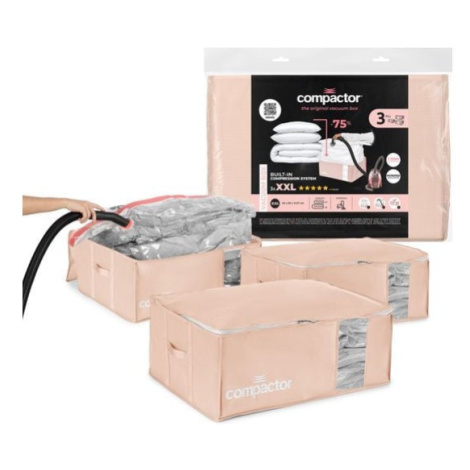 Vákuové plastové úložné boxy na oblečenie v súprave 3 ks 65x45x27 cm Pink Edition – Compactor