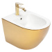 Rea Carlo Mini, závesný bidet 50x37 cm, biela - zlatá, REA-C2288