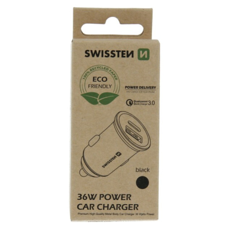 SWISSTEN CL adaptér PD USB-C + QUICK CHARGE 3.0 36W čierny (ECO Balenie)