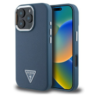 Guess PU Grained Triangle Logo Zadný Kryt pre iPhone 16 Pro Max Blue