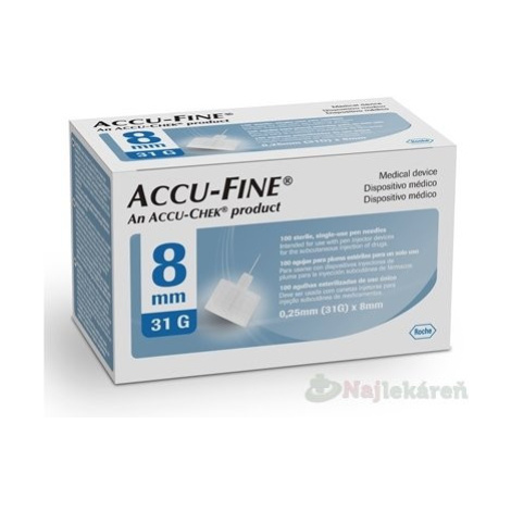ACCU-FINE 31G (0,25 mm x 8 mm) ihly do inzulínového pera, typ 810, 1x100 ks