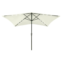 vidaXL Záhradný slnečník s LED, oceľová tyč, pieskový 2x3 m