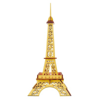 Dřevěné 3D puzzle Eiffelova věž žlutá
