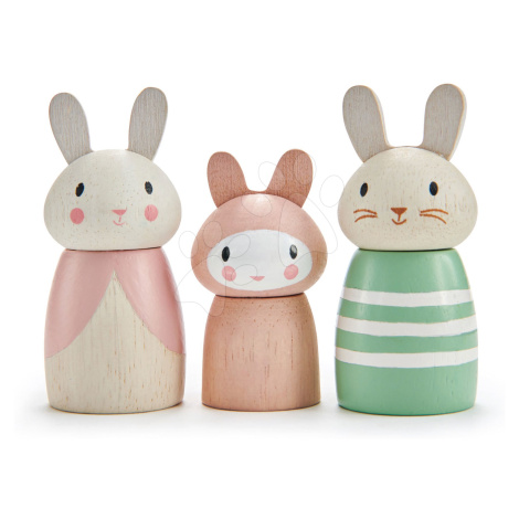 Drevená zajačia rodinka Bunny Tales Tender Leaf Toys otec a mama so zajačikom