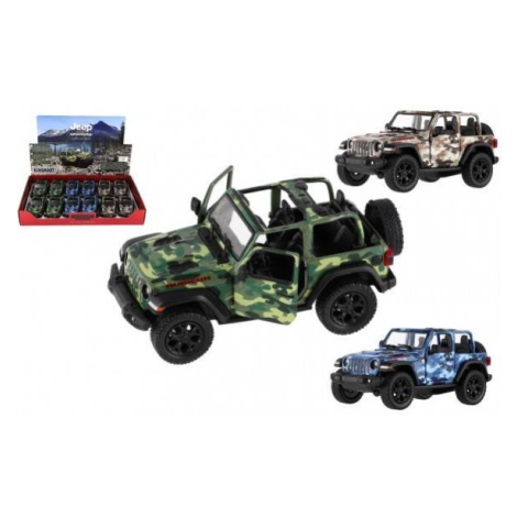 Auto Kinsmart Jeep Wrangler Camo Edition kov/plast 13cm 3 farby na spätné natiahnutie 12ks v box