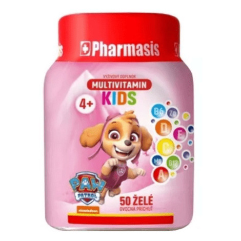 PHARMASIS Multivitamin kids labková patrola želé pre deti ružové 50 ks