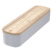 Sivý úložný box s vekom z dreva paulownia iDesign Eco, 9 x 36,5 cm