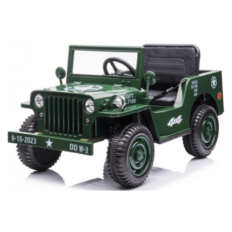 Mamido  Mamido Detský elektrický vojenský Jeep Willys 12V7Ah Army zelený