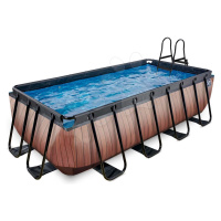 Bazén s filtráciou Wood pool Exit Toys oceľová konštrukcia 400*200*100 cm hnedý od 6 rokov