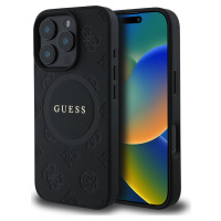 Guess Saffiano Peony Stamp Kryt s MagSafe pre iPhone 16 Pro Max, Čierny