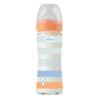 CHICCO Fľaša dojčenská sklo Well-being silikón 240ml chlapec