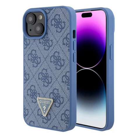 Kryt Guess GUHCP15SP4TDPB iPhone 15 6.1" blue hardcase Leather 4G Triangle Strass (GUHCP15SP4TDP