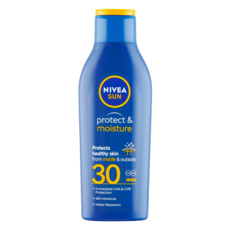 NIVEA Sun Protect &amp; Moisture Hydratačné mlieko na opaľovanie OF 30, 200 ml
