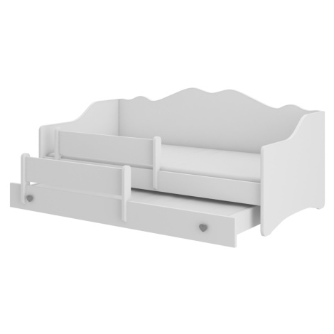 NABBI Elisa II detská posteľ s prístelkou a matracmi 80x160 cm biela / sivá
