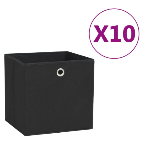 vidaXL Úložné boxy 10 ks, netkaná textília 28x28x28 cm, čierne