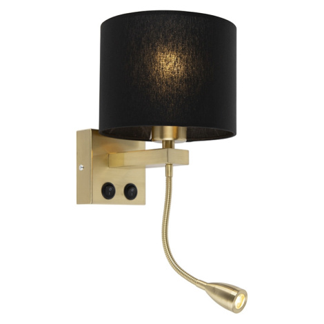 Nástenná lampa v štýle art deco zlatá s čiernym tienidlom - Brescia QAZQA