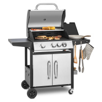 Klarstein Tomahawk 3.1 S, plynový gril, 3 x 3,6 kW horák + 2,7 kW wok horák, 60 x 45 cm gril, uš