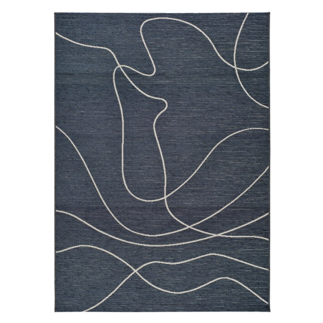 Tmavomodrý vonkajší koberec s prímesou bavlny Universal Doodle, 130 x 190 cm