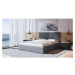 Sivá čalúnená dvojlôžková posteľ s úložným priestorom s roštom 160x200 cm Bufo Bed - MESONICA
