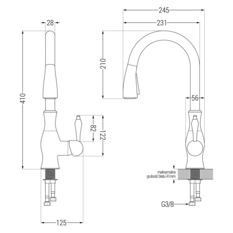 Mexen Mario, 2-komorový granitový drez 820x436x161 mm a drezová batéria Savita, béžová, 6504-69-