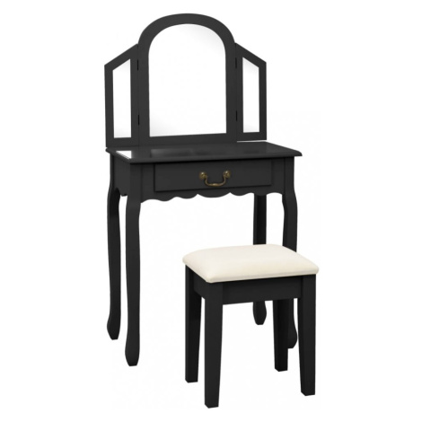 Toaletný stolík s taburetom Dekorhome Čierna,Toaletný stolík s taburetom Dekorhome Čierna vidaXL