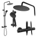 Sprchový set s termostatom Rea Vincent čierny - termostatická batéria, dažďová a ručná sprcha