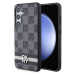 DKNY PU Leather Checkered Pattern and Stripe Zadný Kryt pre Samsung Galaxy S24+ Black