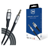 3mk audio kábel - AUX Cable USB-C - Jack 3,5 mm, 1m, čierna