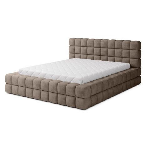 Svetlohnedá čalúnená dvojlôžková posteľ s úložným priestorom s roštom 140x200 cm Dizzle – ELTAP